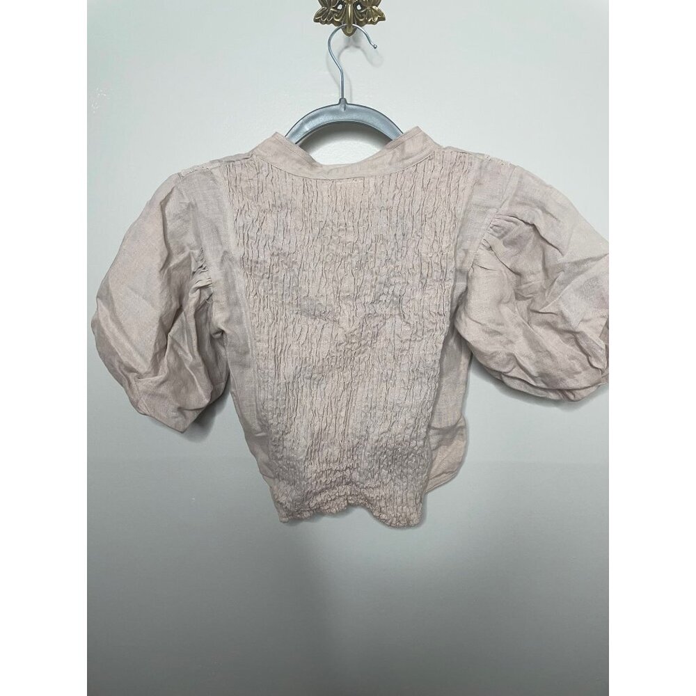 Kinga Csilla X Free People Pale Rasberry Georgia Blouse Size XS NWT Hemp Linen - Picture 6 of 7